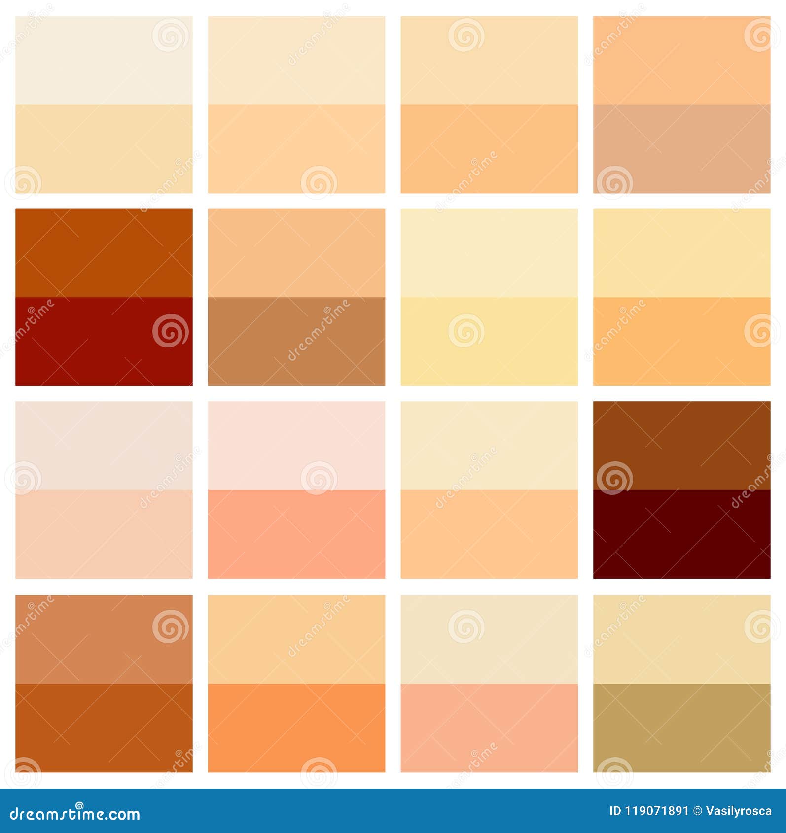 Skin Tone Color Chart. Human Skin Texture Color Infographic Palette ...