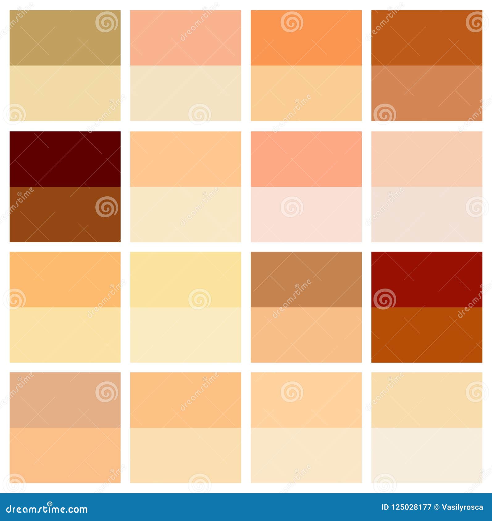 Skin Tone Color Chart. Human Skin Texture Color Infographic Palette ...