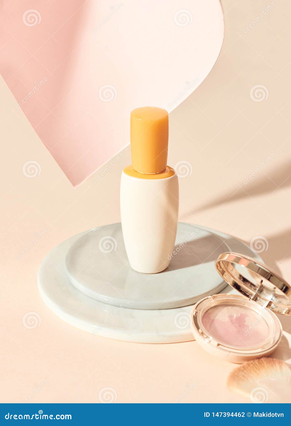 Download Skincare Product Serum Bottle Mockup Sample Styling On Beige Table With Pink Paper. Product ...