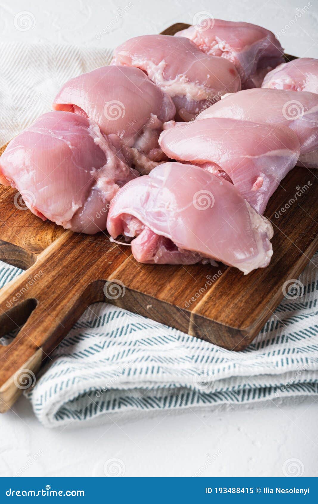 Skinless Chicken Thighs on White Background Stock Image Image of meat