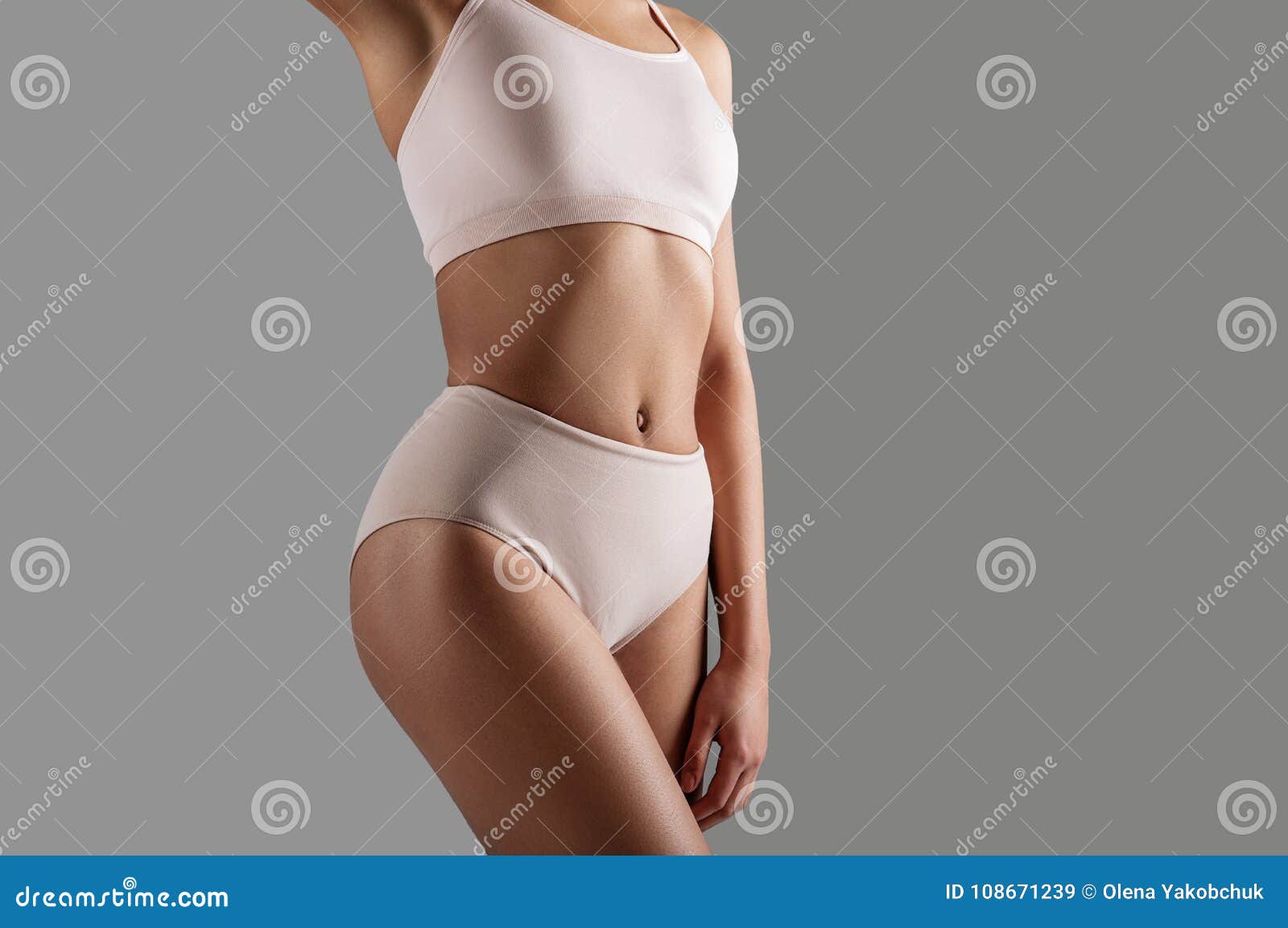 Skinny Lady Posturing in Tight Underwear Stock Image - Image of