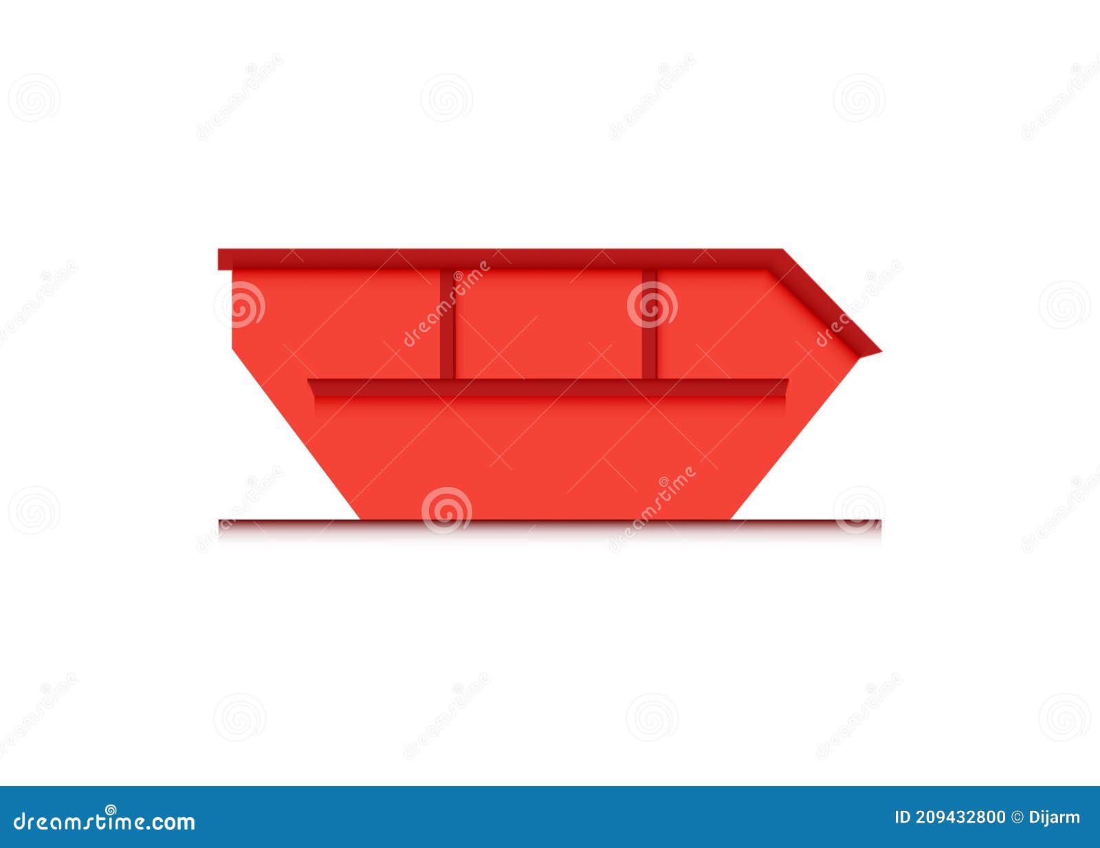 Skip Bin is a Large Open-topped Waste Container. Red Skip Vector Icon