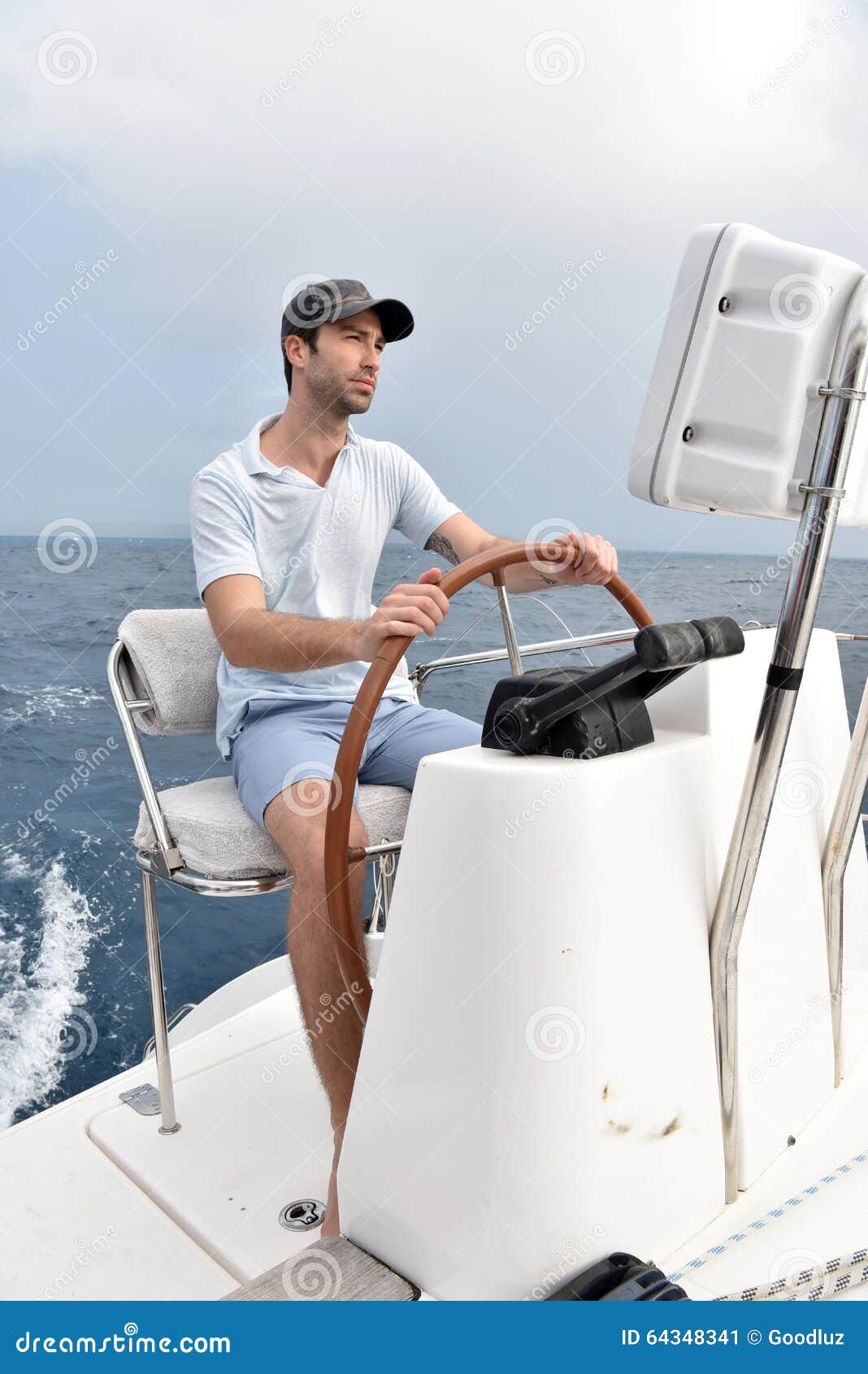 Skipper by the Sailing Wheel Orienting the Boat Stock Image Image of nature, yacht 64348341