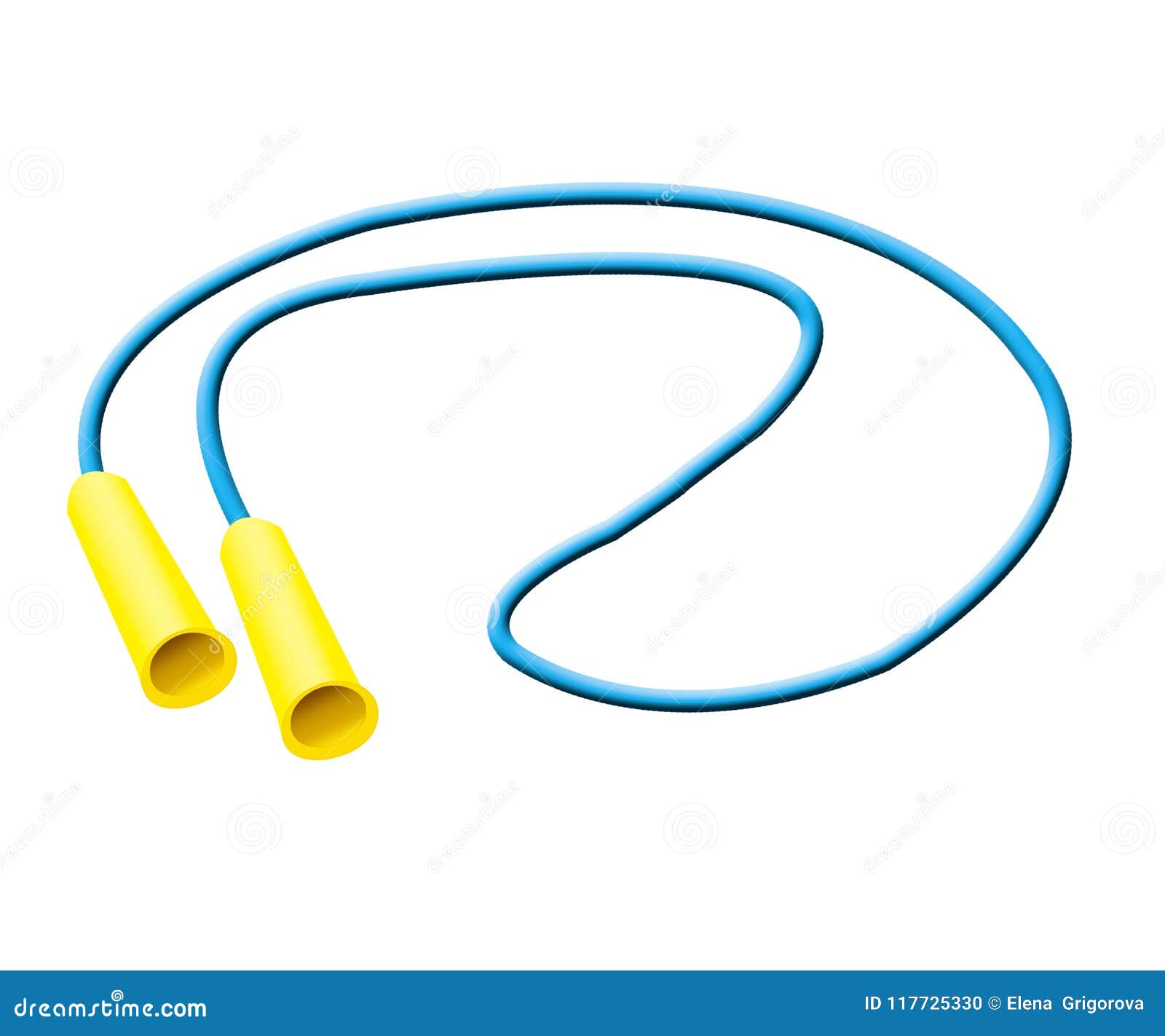 Skipping Rope Isolated On A White Background. Blue Jump Rope For Stock