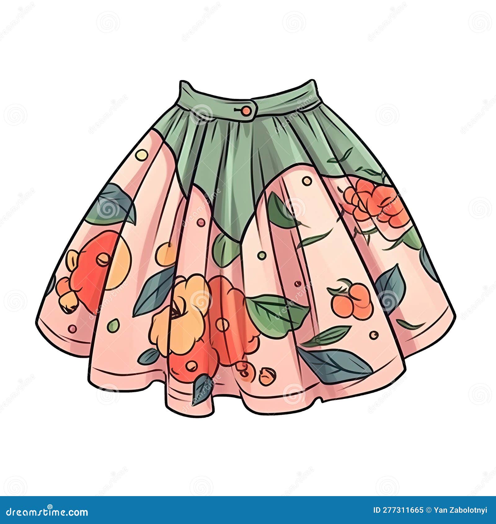 Skirt in Cartoon Style Stiker on White Background on Isolated ...