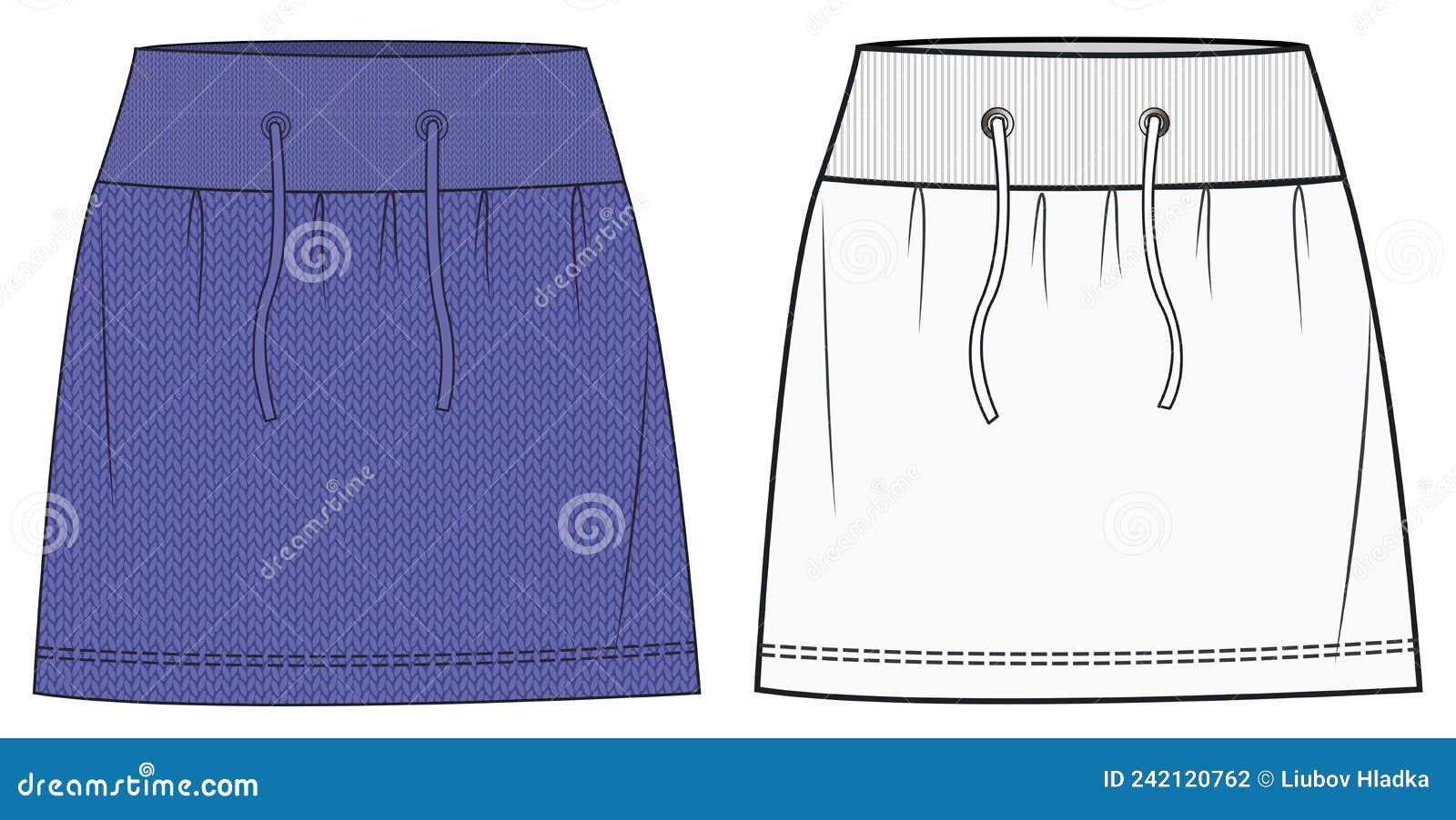 SKIRT Fashion Flat Template. Girl Skirt Fashion Drawing Template Stock ...