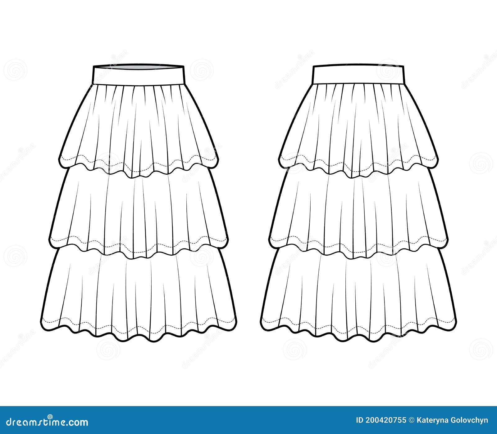 Flounce Skirt, Vintage Engraving Cartoon Vector | CartoonDealer.com ...