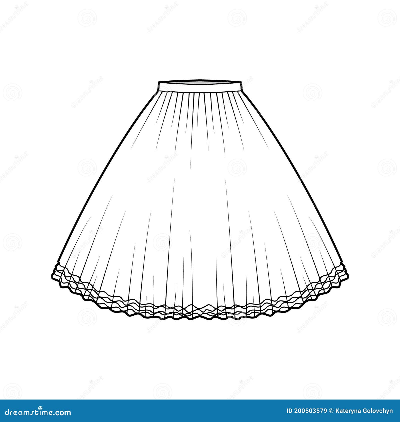 Skirt Tutu Crinoline Technical Fashion Illustration with Knee ...