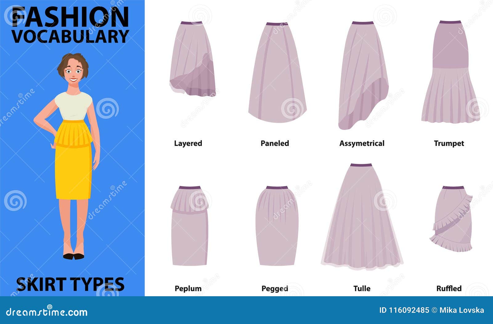 Skirt Vocabulary Collections of Standard Classic Simple Skirts. Many ...