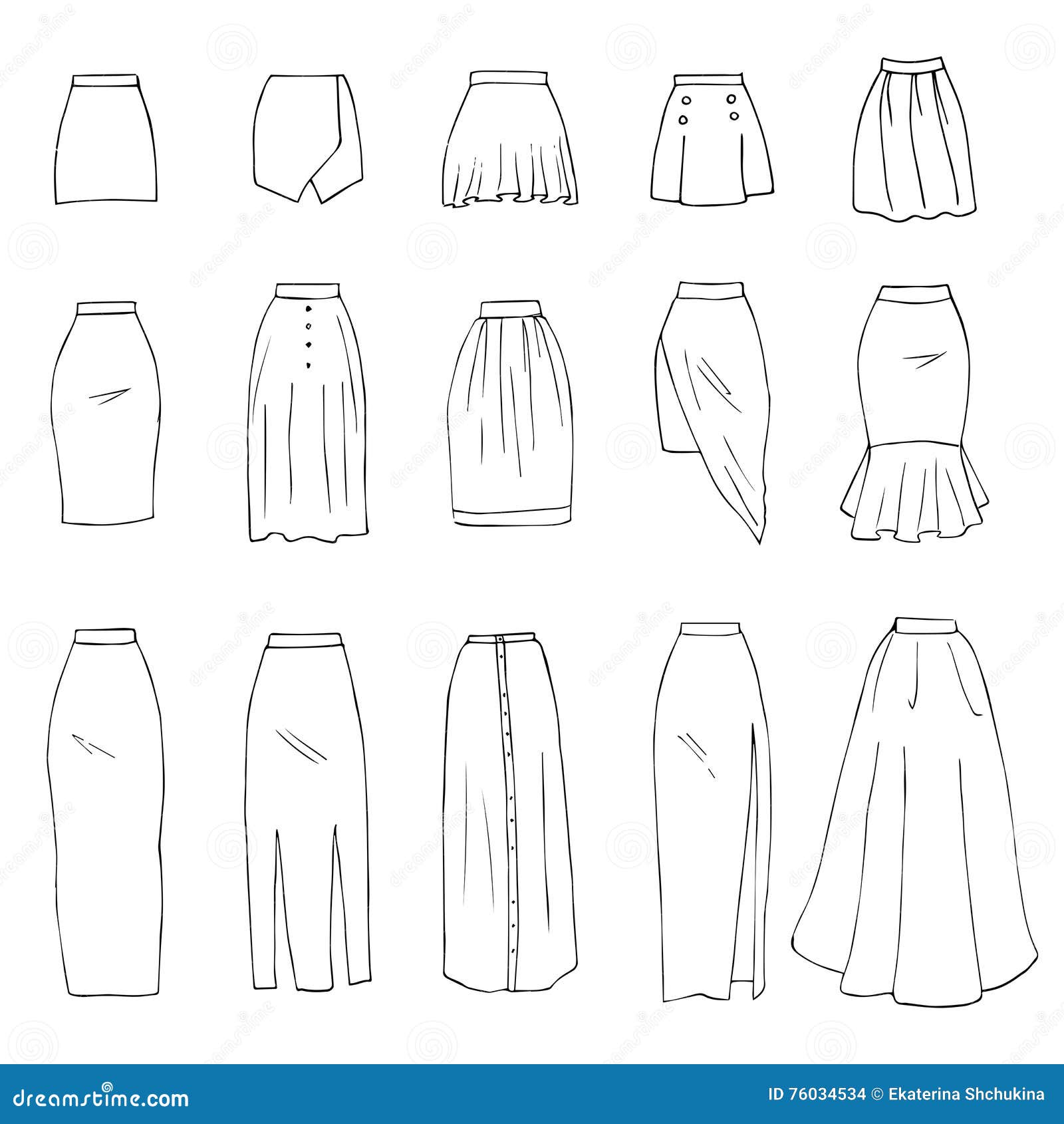 Midi Skirts Vector Illustration | CartoonDealer.com #76034530