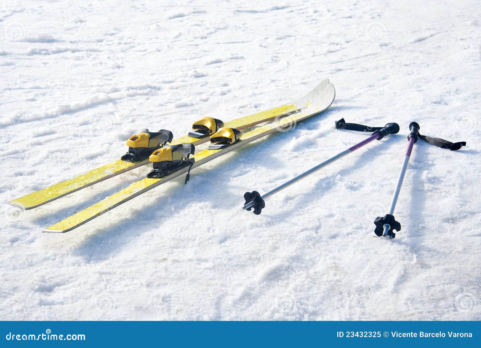 Skis on snow stock image. Image of snowfall, equipment 23432325