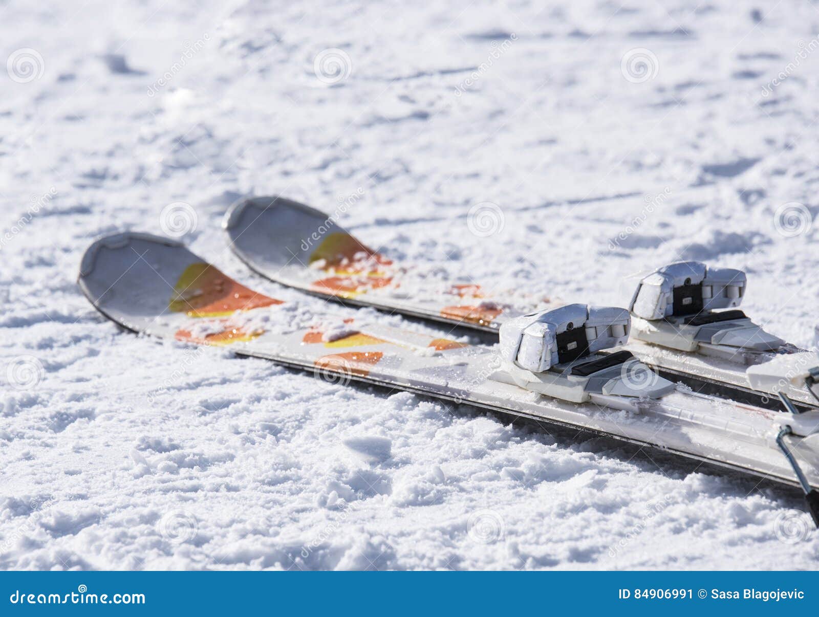 Skis on the snow stock image. Image of winter, adult 84906991