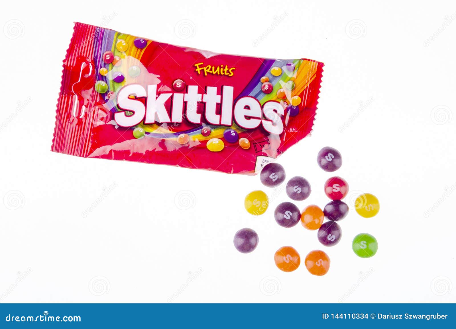 Skittles Fruit Flavoured Candies Isolated On White Background
