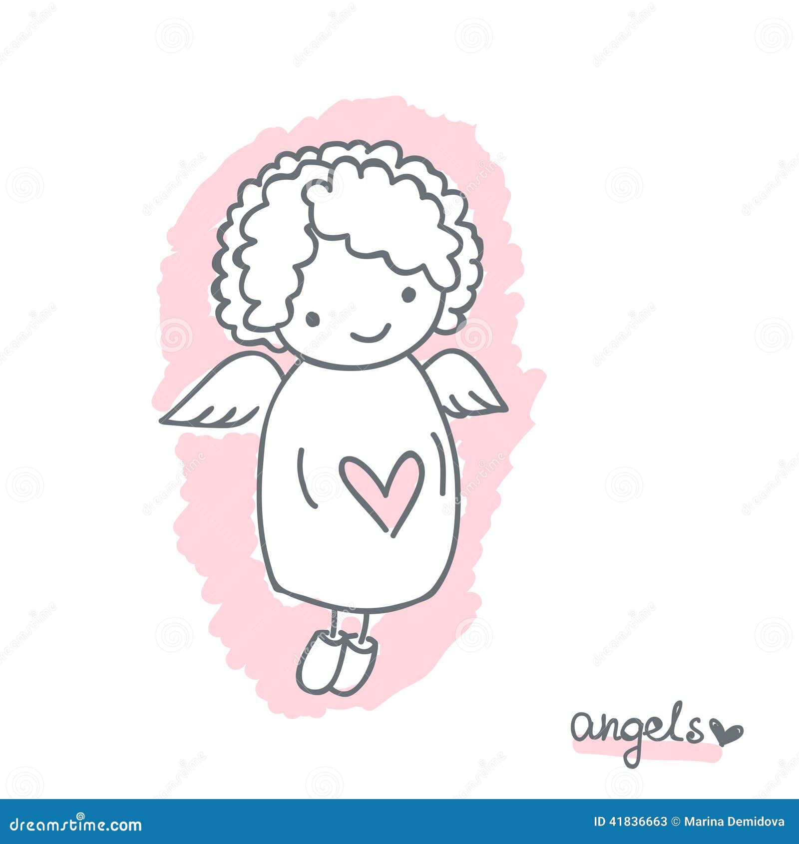 Skizze mit nettem Engel vektor abbildung. Illustration von text - 41836663
