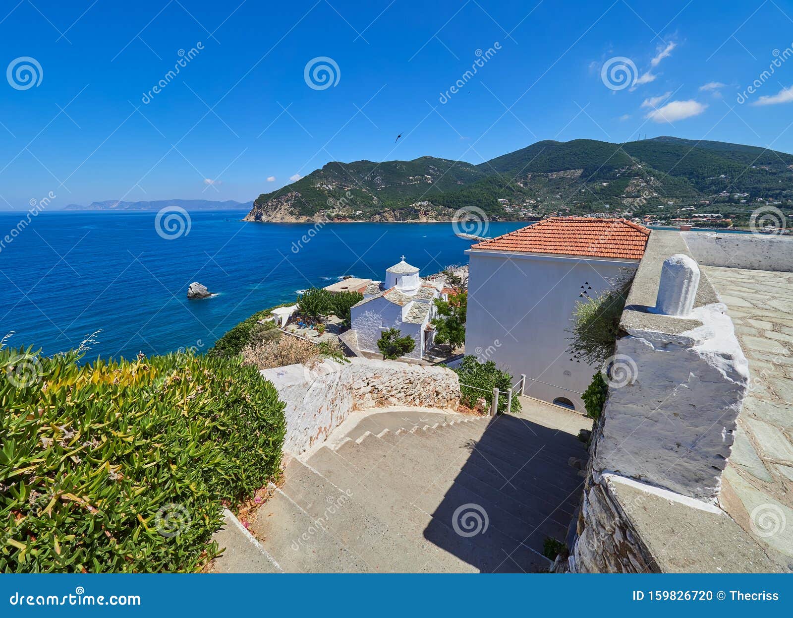 Skopelos Town One of the Sporades Island in the Aegean Sea Stock Photo ...