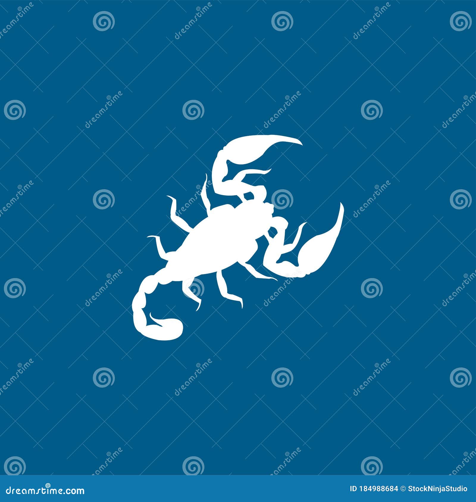 Skorpion Icon on Blue Background. Blue Flat Style Vector Illustration ...