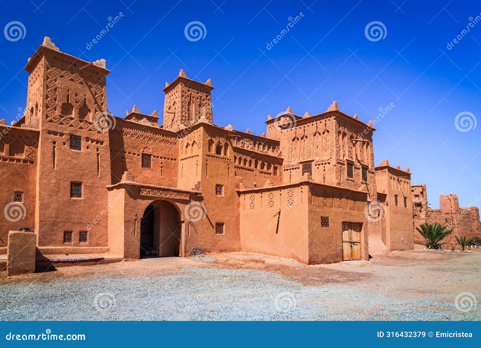 skoura, morocco. kasbah amridil, historical fortified architecture in high atlas mountains range