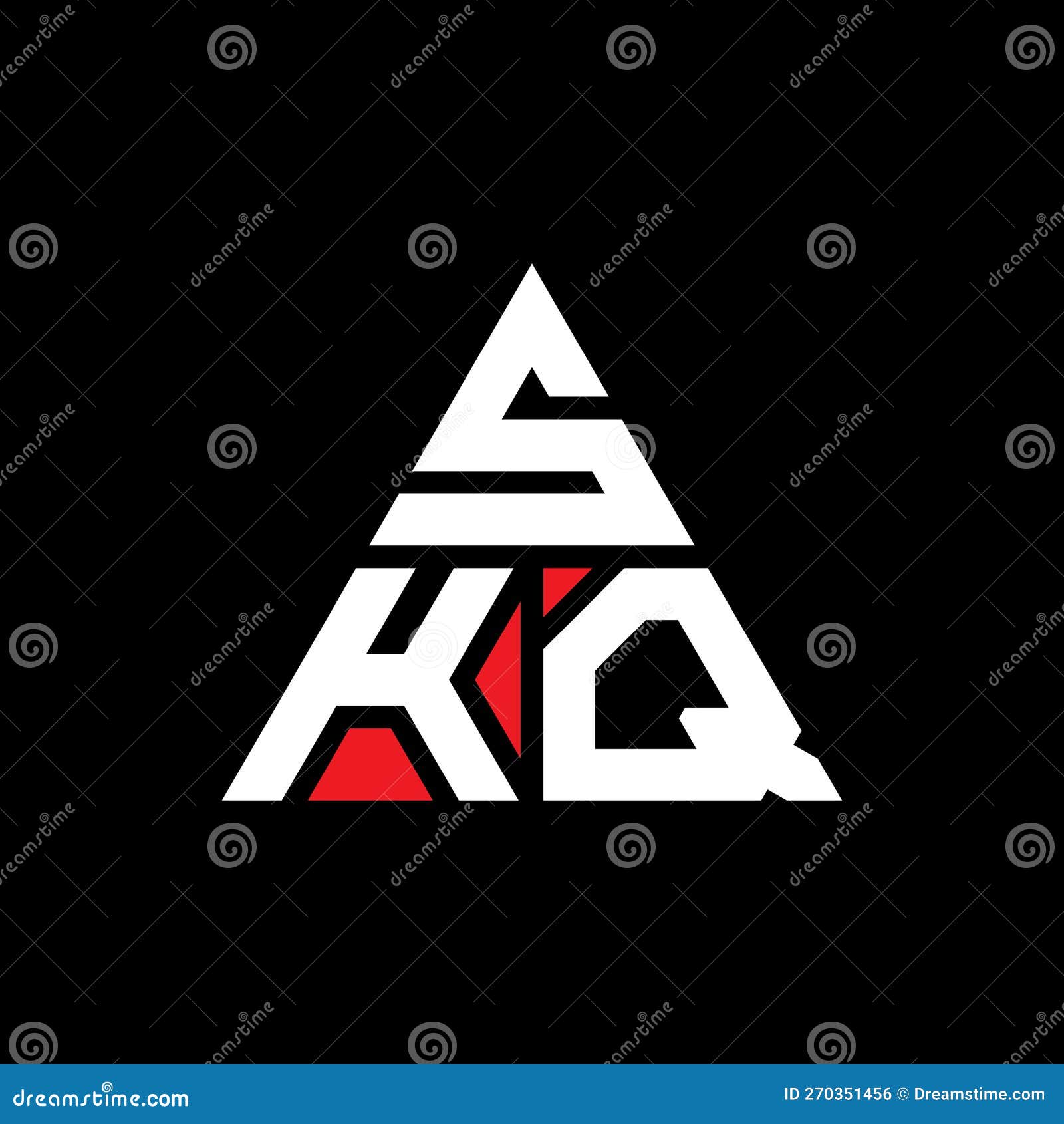 skq triangle letter logo  with triangle . skq triangle logo  monogram. skq triangle  logo template with red
