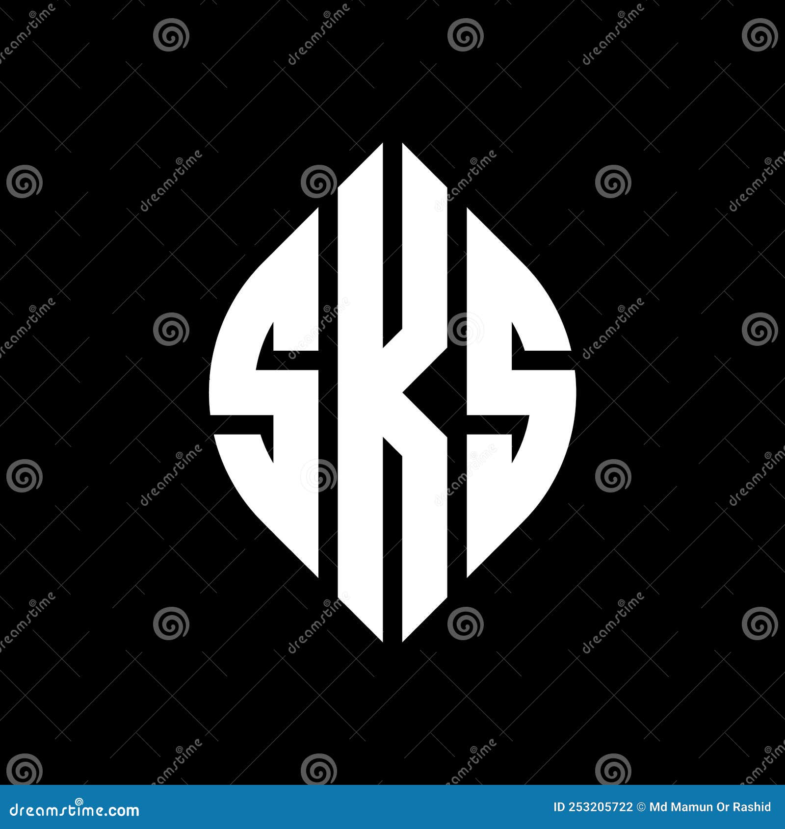 sks circle letter logo  with circle and ellipse . sks ellipse letters with typographic style. the three initials form a