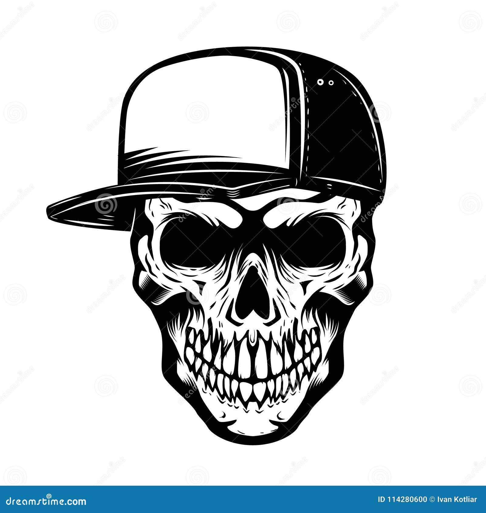 skull with bandana tattoo drawing