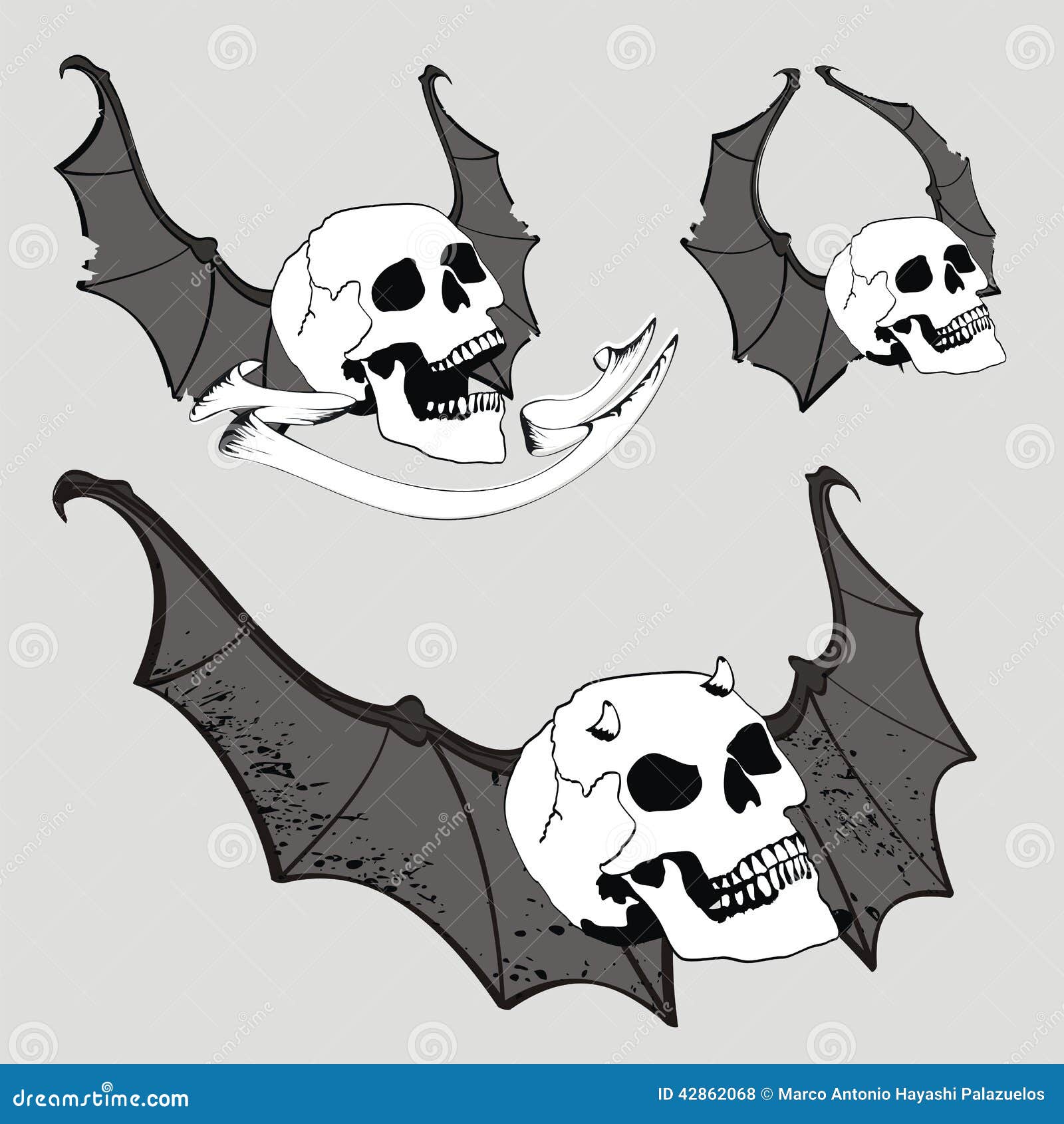 Skull bat wings set vector set2. Skull bat wings set vector set in vector format very easy to edit