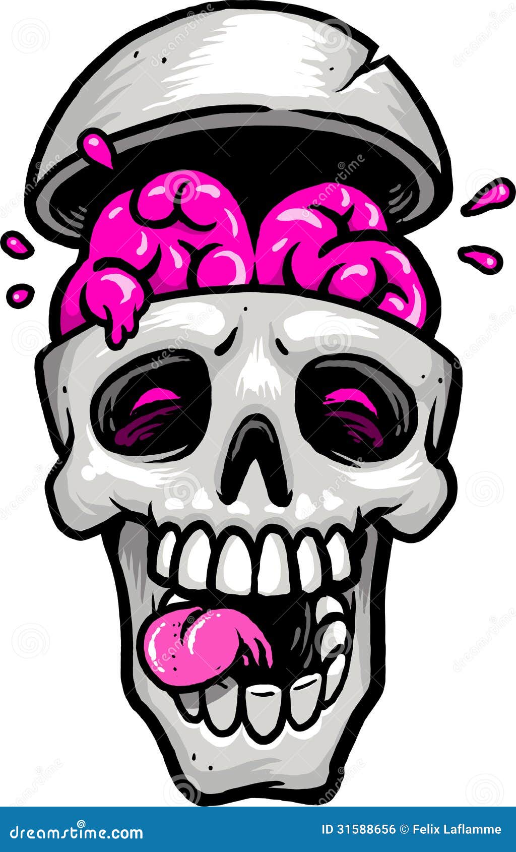 Skull with brain out stock illustration. Illustration of 