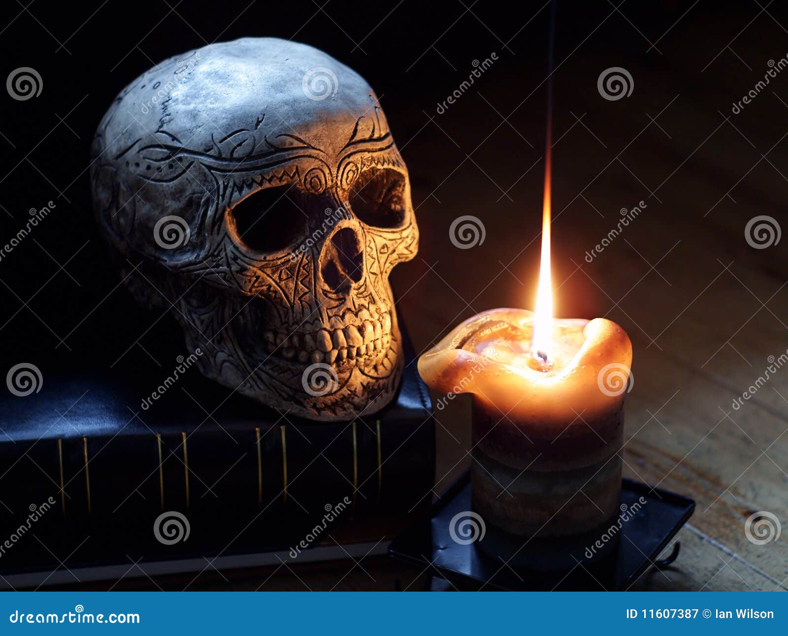 Skull And Candle Stock Image Image Of Decorated