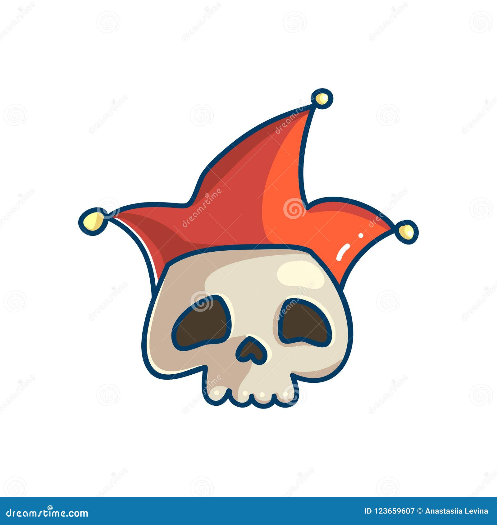 Skull Character with Clown Hat Stock Vector - Illustration of horror ...