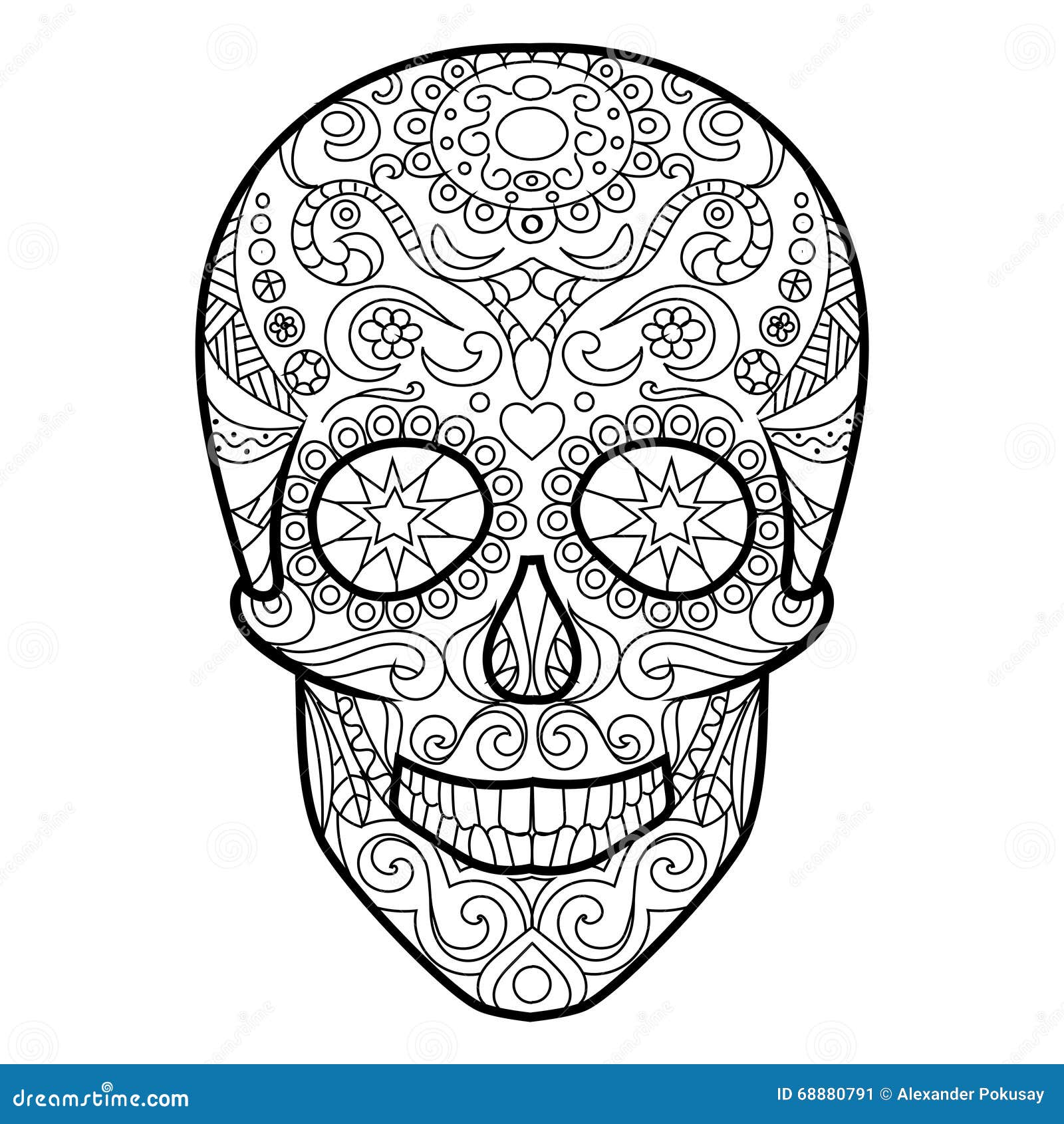 Download Skull Coloring Book For Adults Vector Stock Vector Illustration Of Graphic Black 68880791