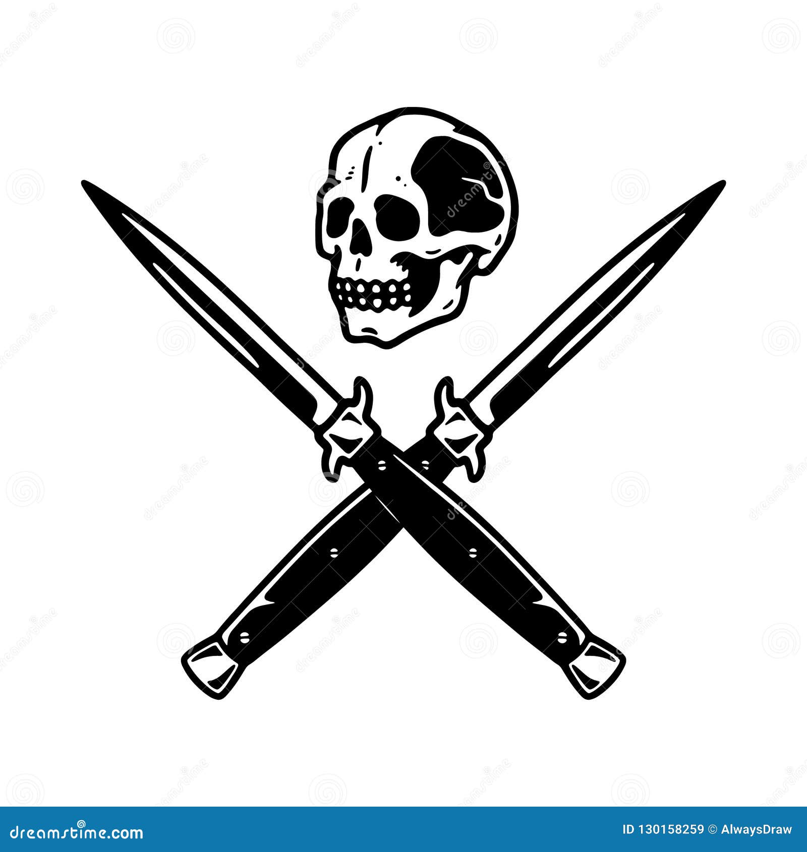 SKULL with CROSSED KNIVES stock vector. Illustration of halloween