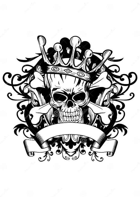 Skull with crown stock vector. Illustration of crossbones - 31027068