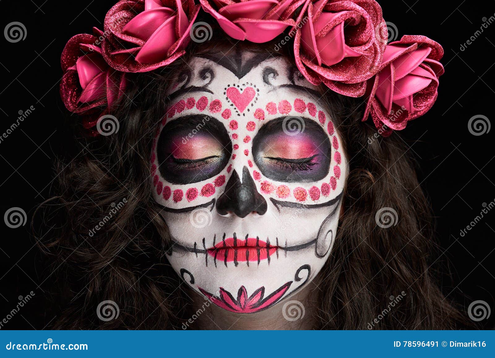 Skull Face with Closed Eyes Stock Image - Image of evil, closed: 78596491