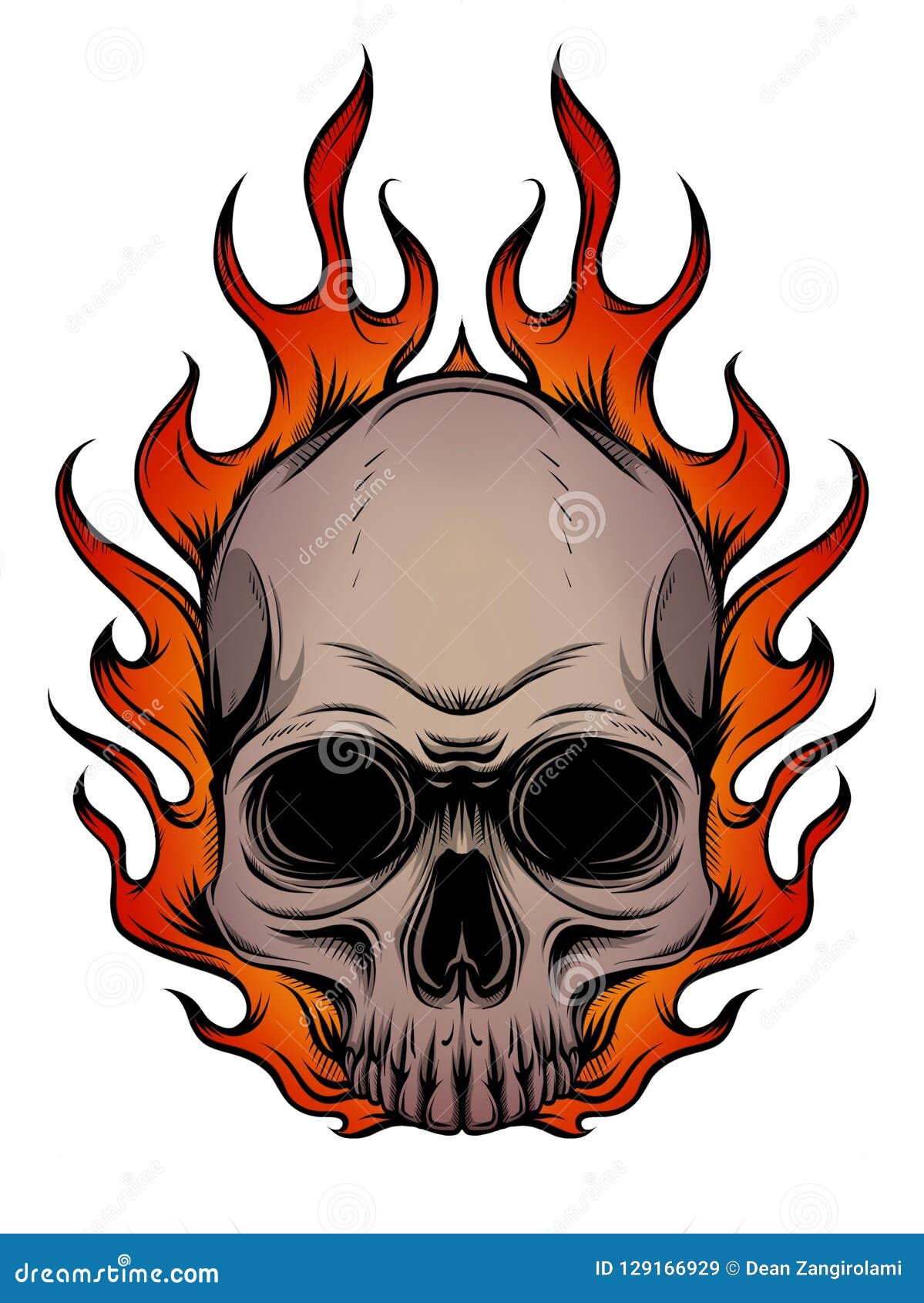 skulls on flames