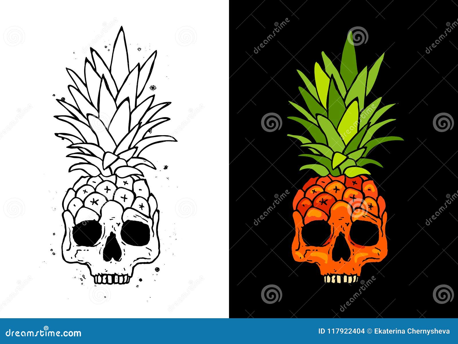 Pineapple Skull in a Sunglasses Tee Shirt Graphics on a Dark Background  Vector Illustration Stock Vector  Illustration of decorative abstract  156946907
