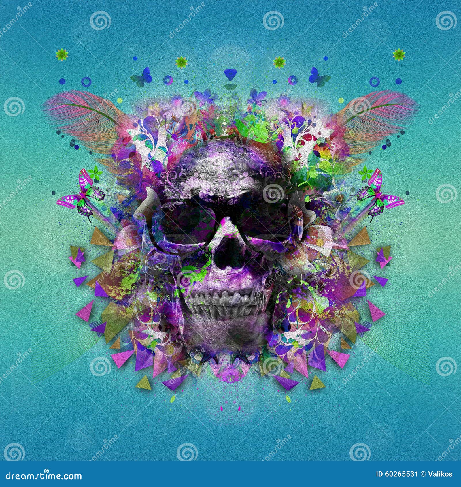 Skull with glasses, art stock illustration. Illustration of derelict