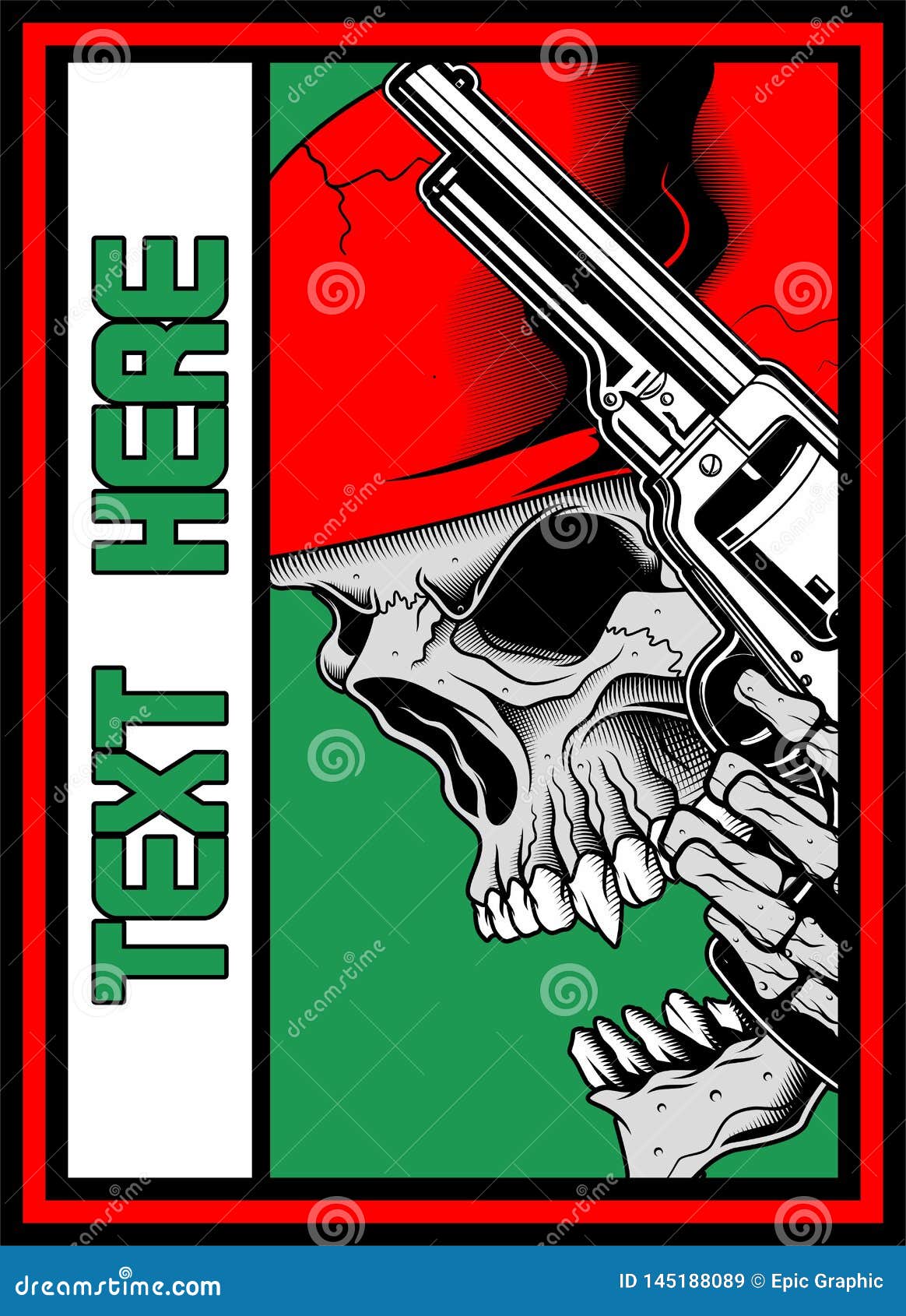 skull with gun iluustration 