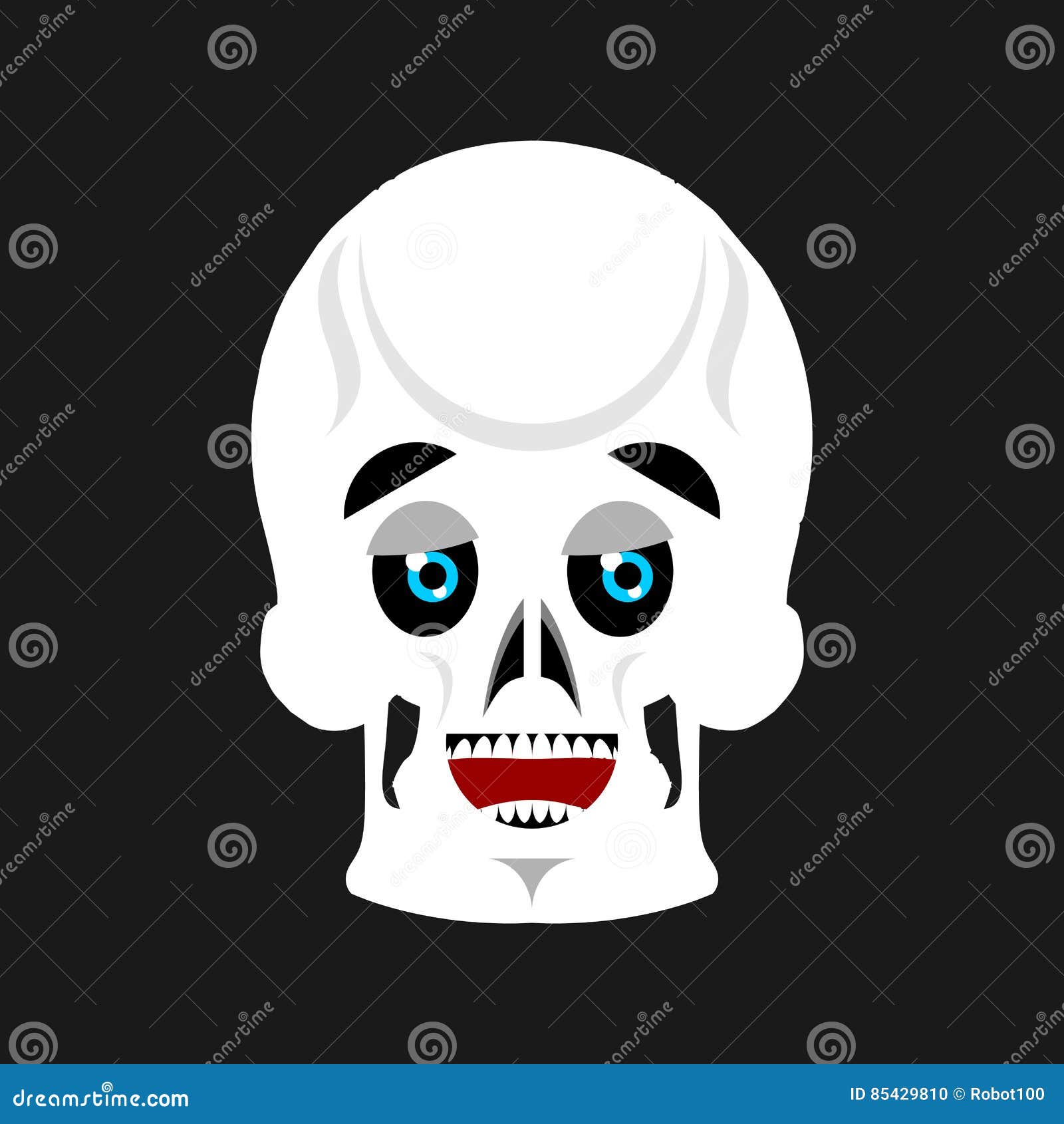 Skull Happy Emoji. Skeleton Head Marry Emotion Stock Vector ...