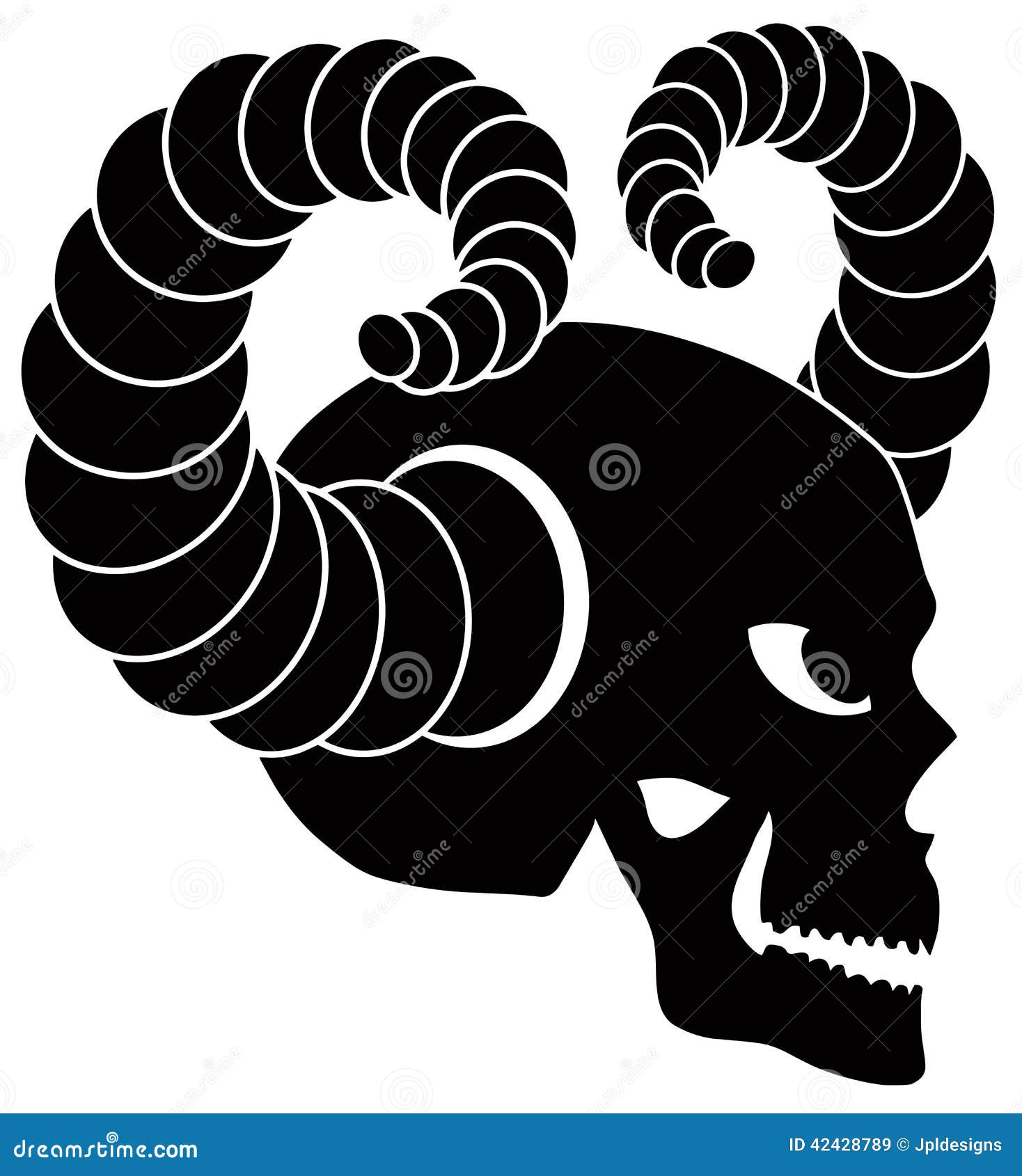 Skull with Horns Illustration Stock Vector Illustration of symbol