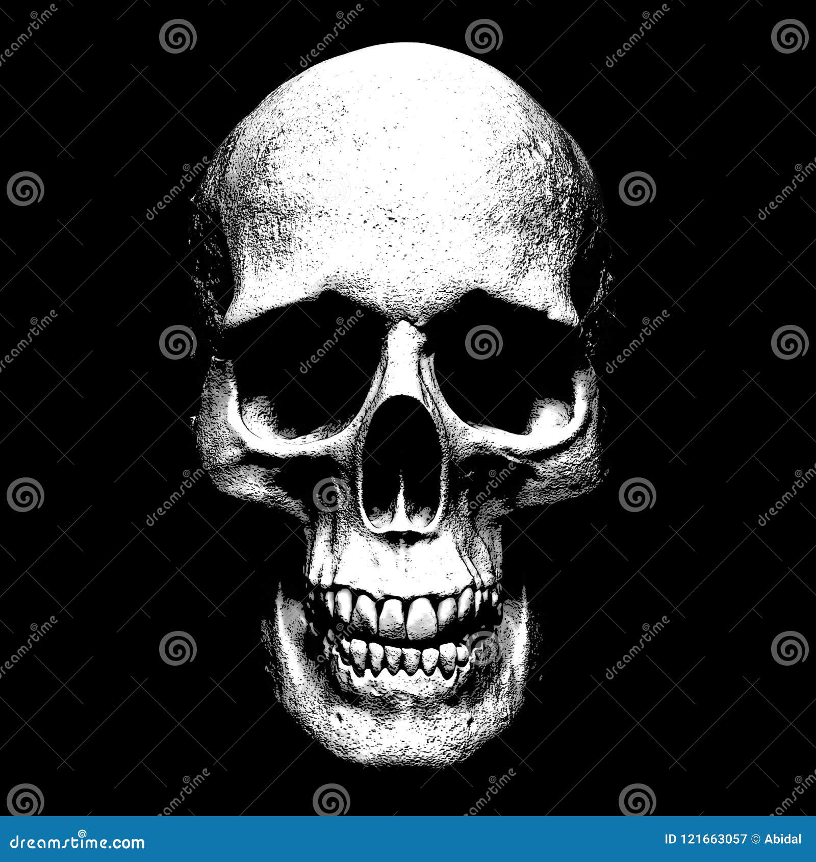 Skull Isolated in Black Background 3d Illustration Stock Illustration -  Illustration of darkness, drawing: 121663057