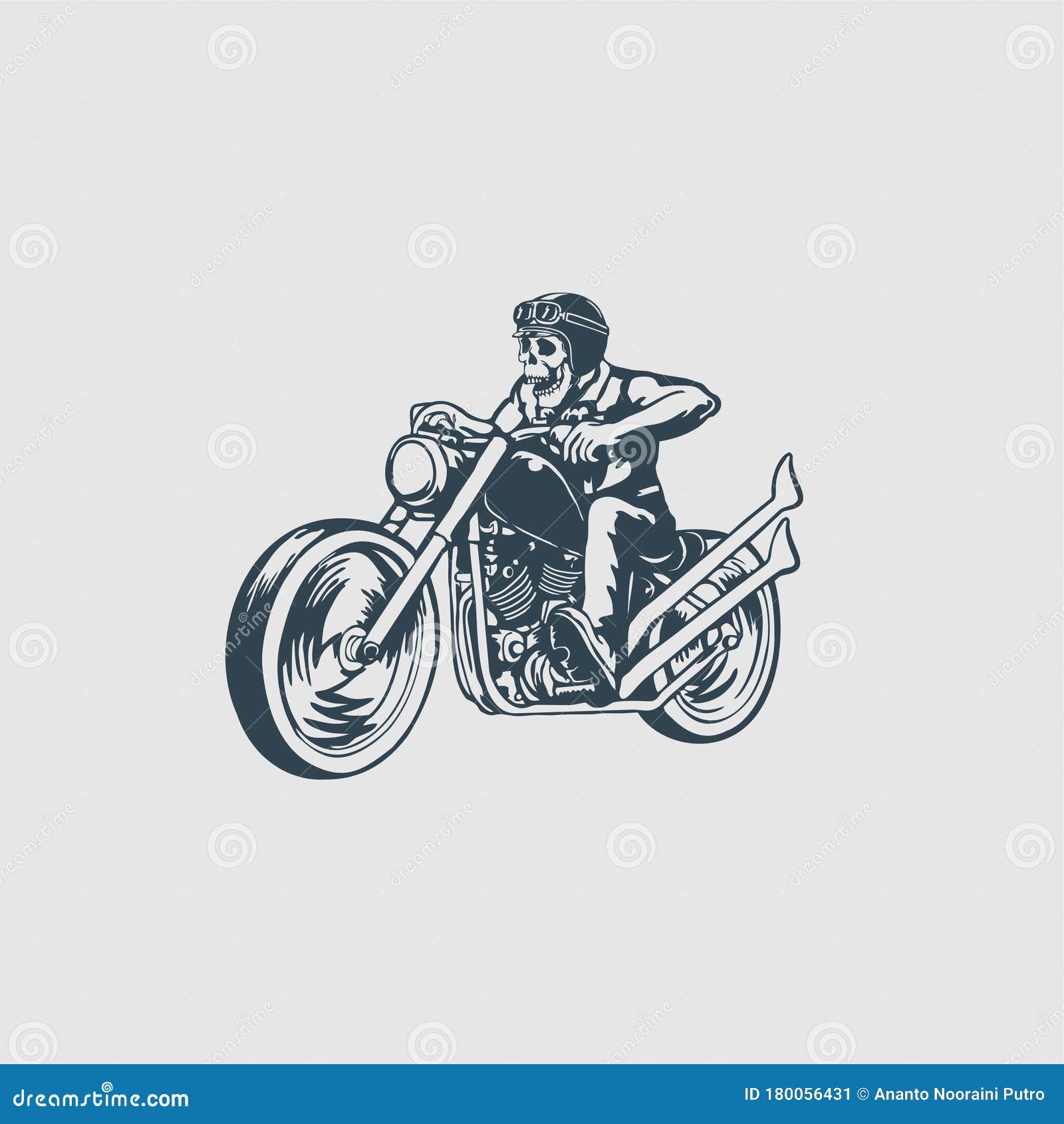 Skull Man Ride Motorcycle Monogram Design Logo Inspiration Stock Vector