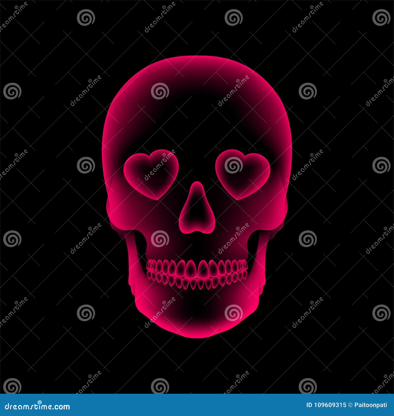 Download Skull X-ray With Heart Eye Symbol, Love Concept Design, Front View Illustration Stock Vector ...