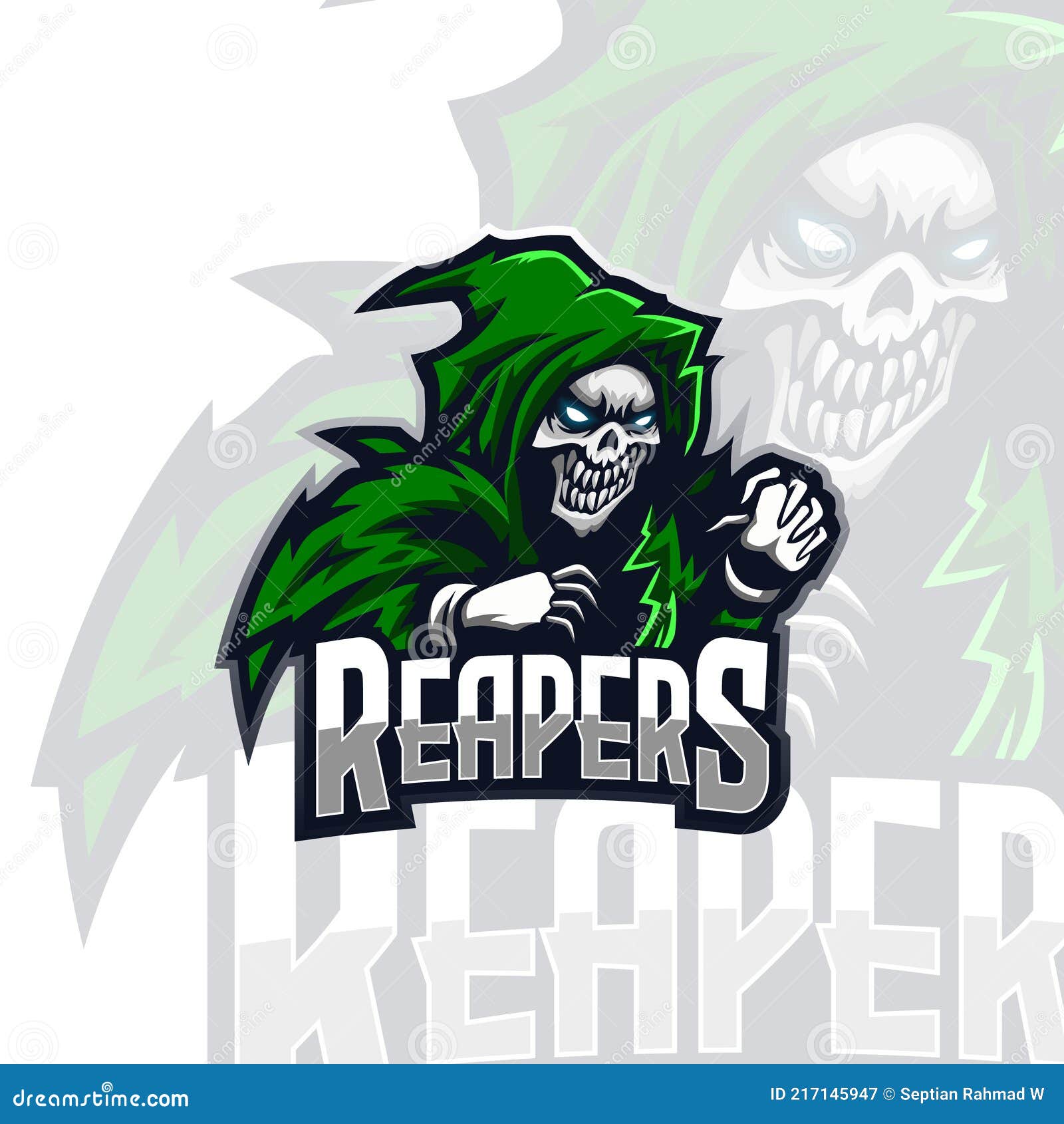 Reaper Head Mascot Logo Illustration Template Stock Vector