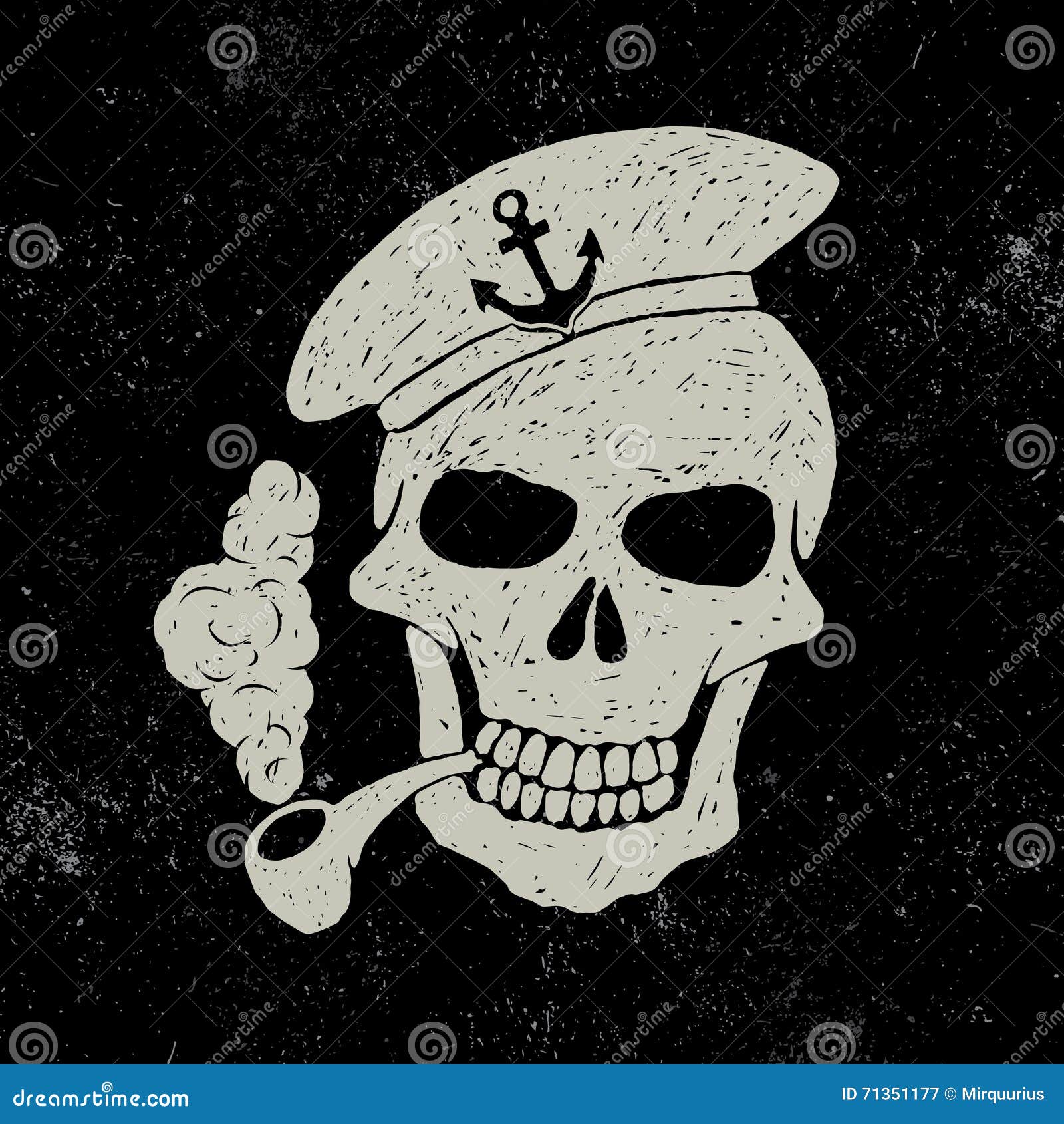 Skullsailor with pipe stock vector. Illustration of rocker 71351177