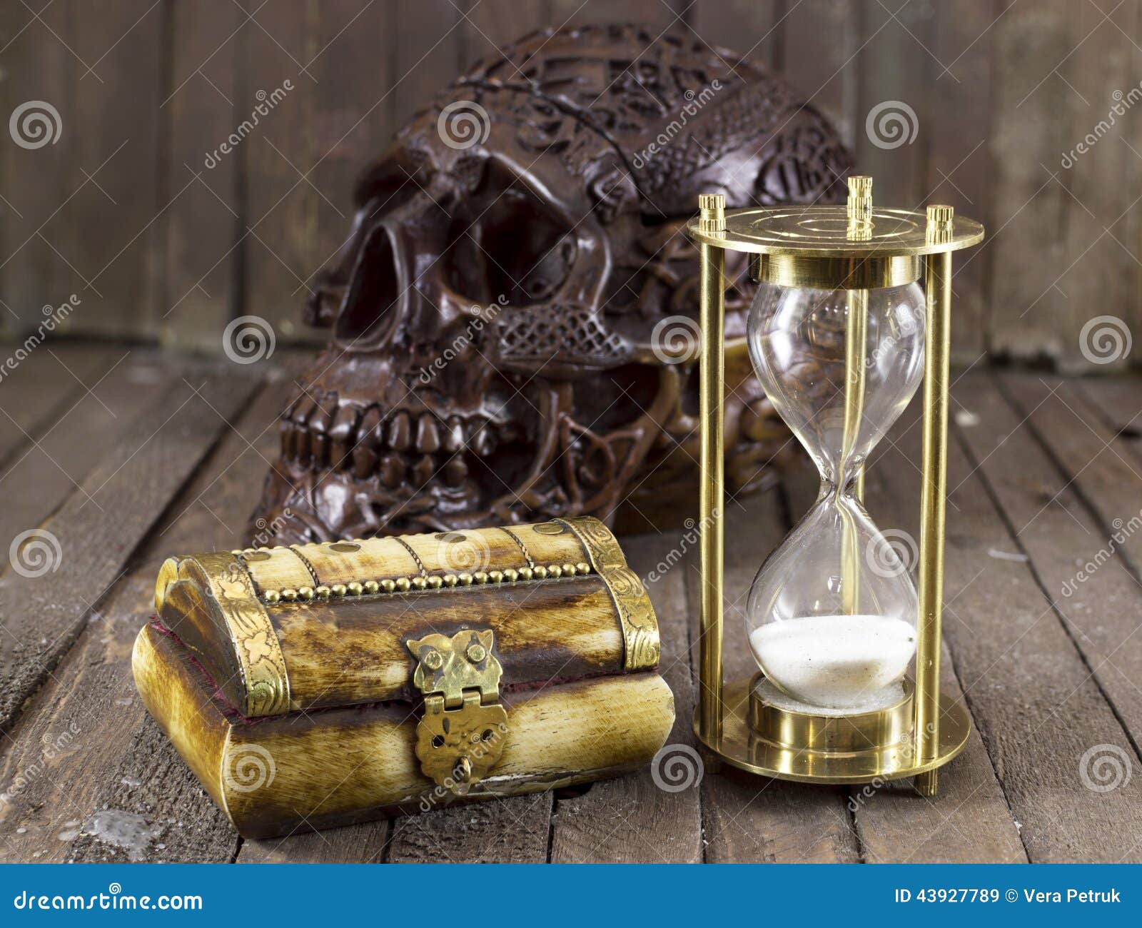 Skull With Sand Clock And Box Stock Image - Image: 439277891300 x 1073