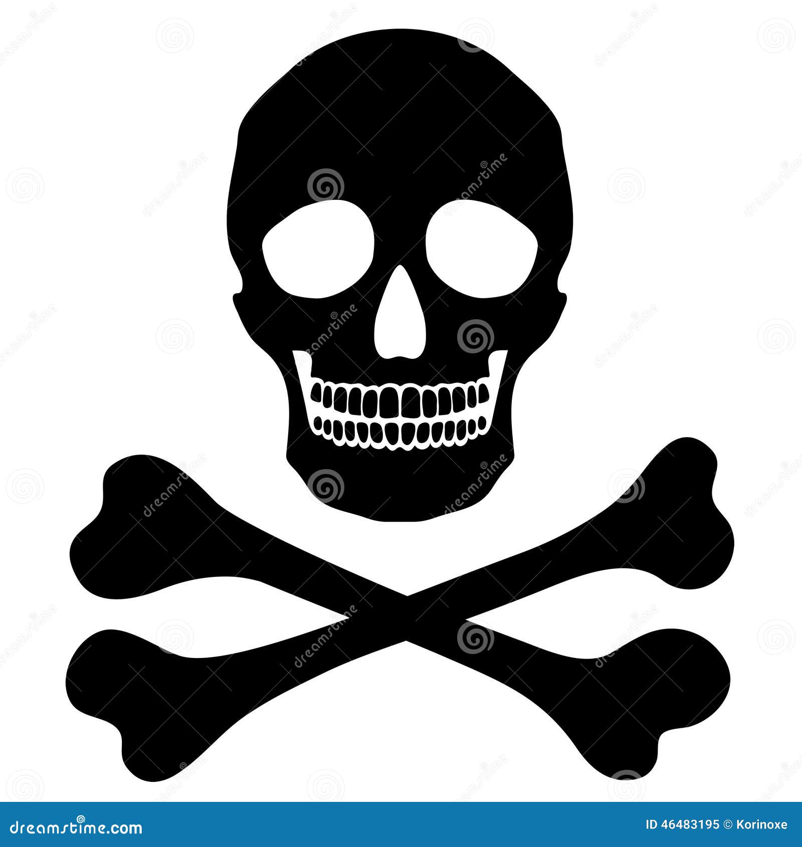 Black silhouette of skull and bones Royalty Free Vector