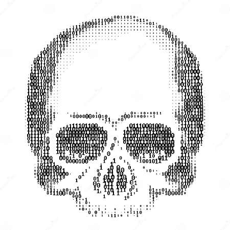 Skull Silhouette from Numbers 0 and 1. ASCII Art Stock Vector ...