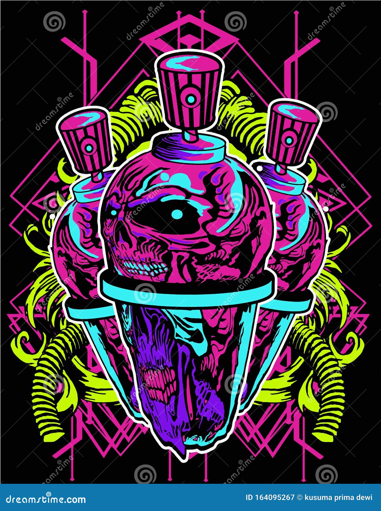 Skull Spray Painter T-shirt Design Stock Illustration - Illustration of ...