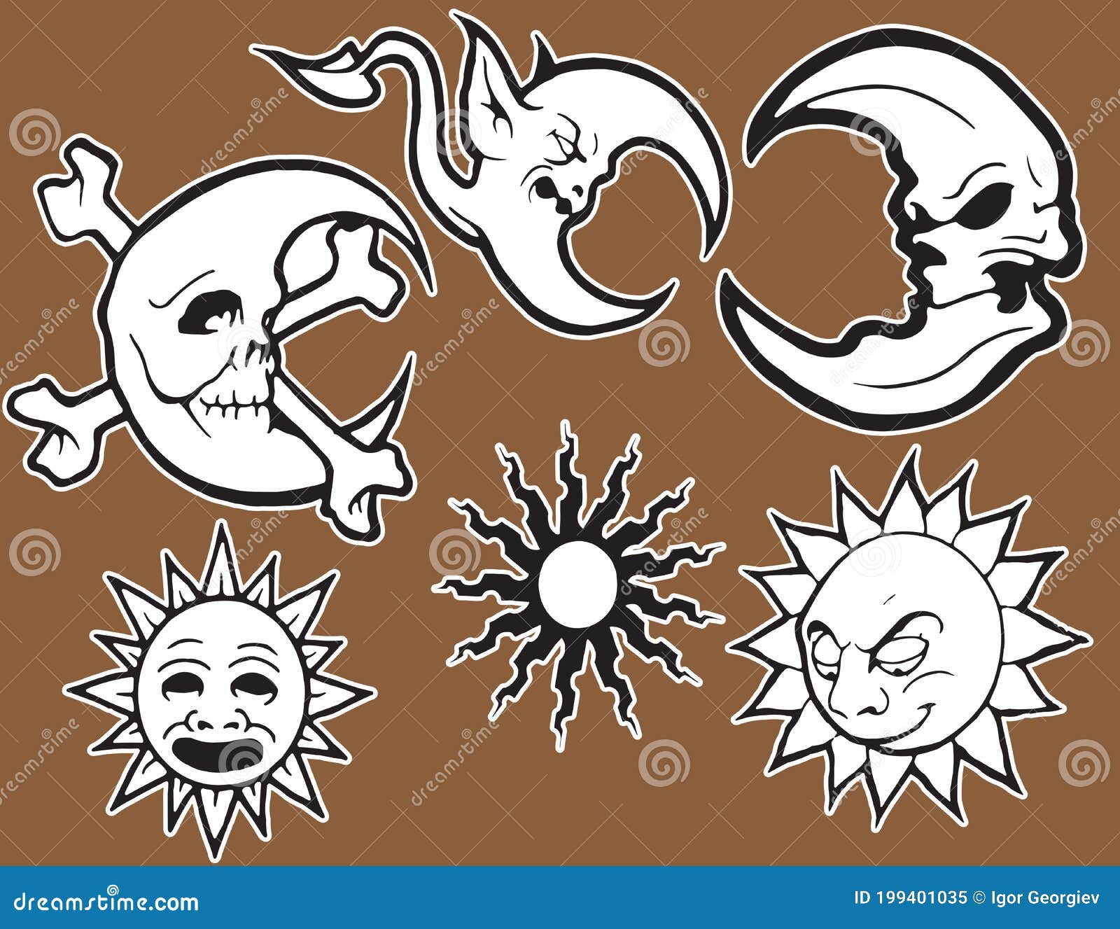 Boho Elegant Sun and Vintage Moon Tattoo Zentangle Stylized Bo Stock  Vector  Illustration of graphic alchemy 58757088