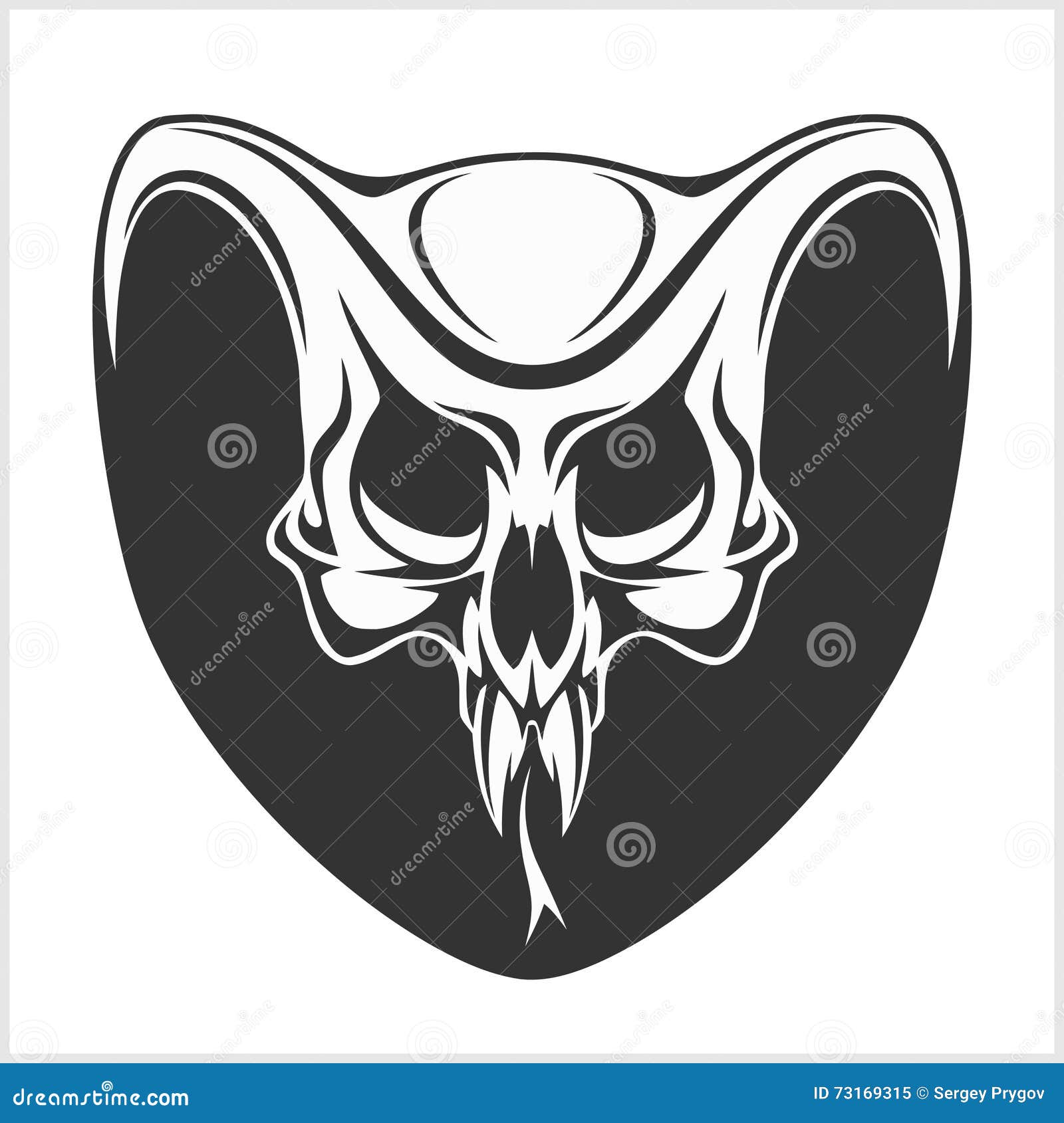 Skull Tattoo and Tribal Design - on White Stock Vector - Illustration of evil, human: 73169315