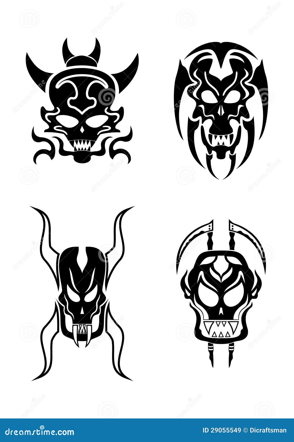 Skull tribal tattoo stock vector. Illustration of hell - 29055549
